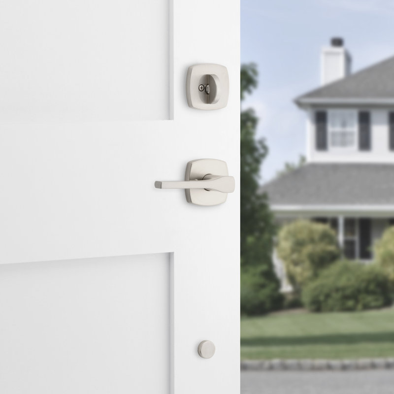 Prague/Prague Handle With Lever And Deadbolt Reversible Entry Set, Blanc