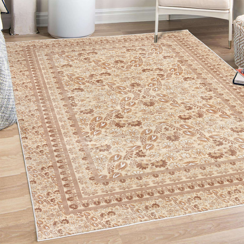 Tapis pêche / chocolat pâle, Rectangle 5 pi 2 po x 7 pi 6 po