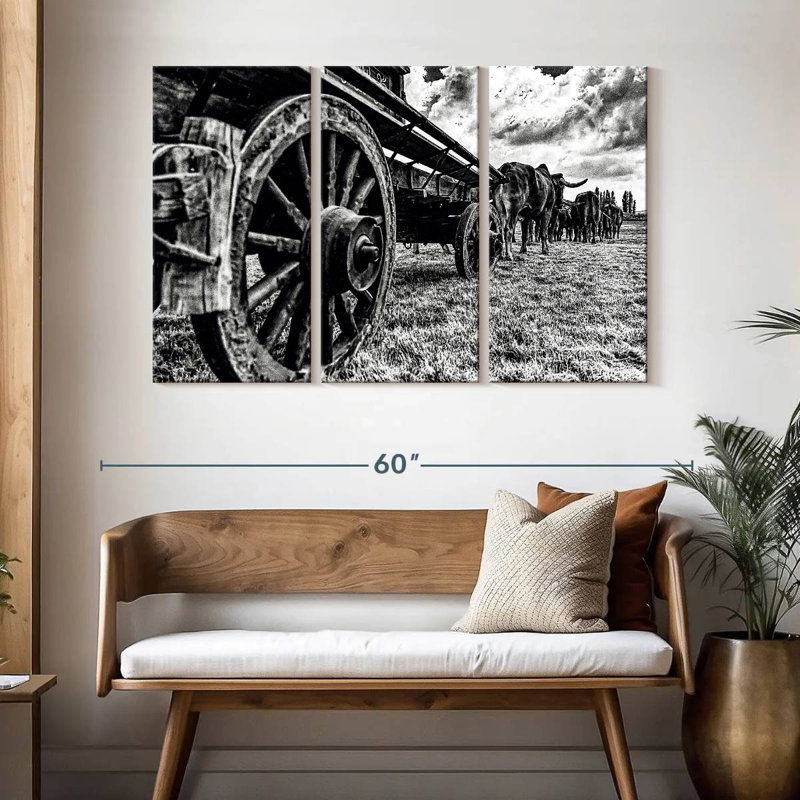 Mehar Bullocks Pulling A Wagon, 32" H x 50" W