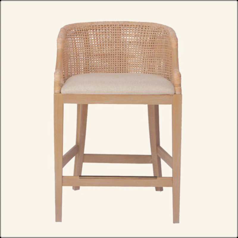 Handcrafted Rattan Counter Stool 25" H