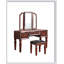 Ensemble de meuble-lavabo classique luxueux avec tabouret, 3 tiroirs de rangement et miroir à trois volets pour un élégant décor de chambre à coucher