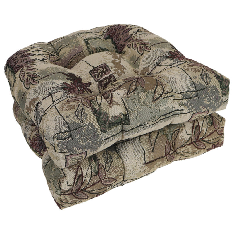 19-Inch Rounded Back Tapestry Chair Cushions (Set Of 2)