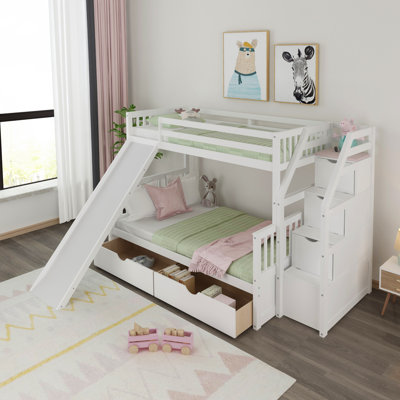 Blethyn Kids Twin Over Full Bunk Bed with Drawers