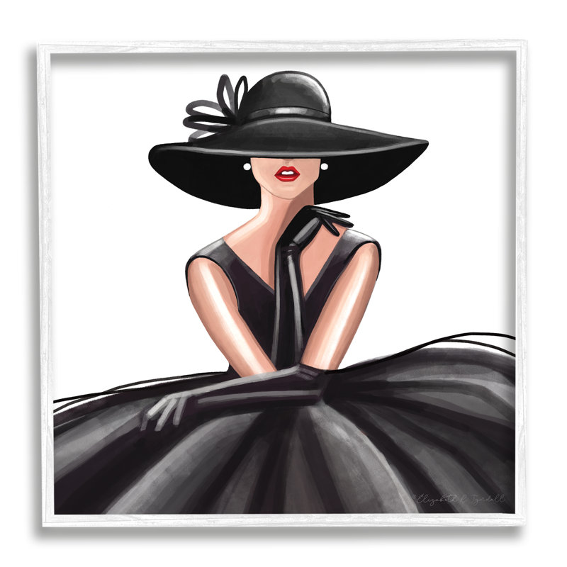 High Fashion Fashion Glam Pose Luxurious Black Dress, Giclée encadrée noir minuit, H 24 po x l 24 po x 1,5 po