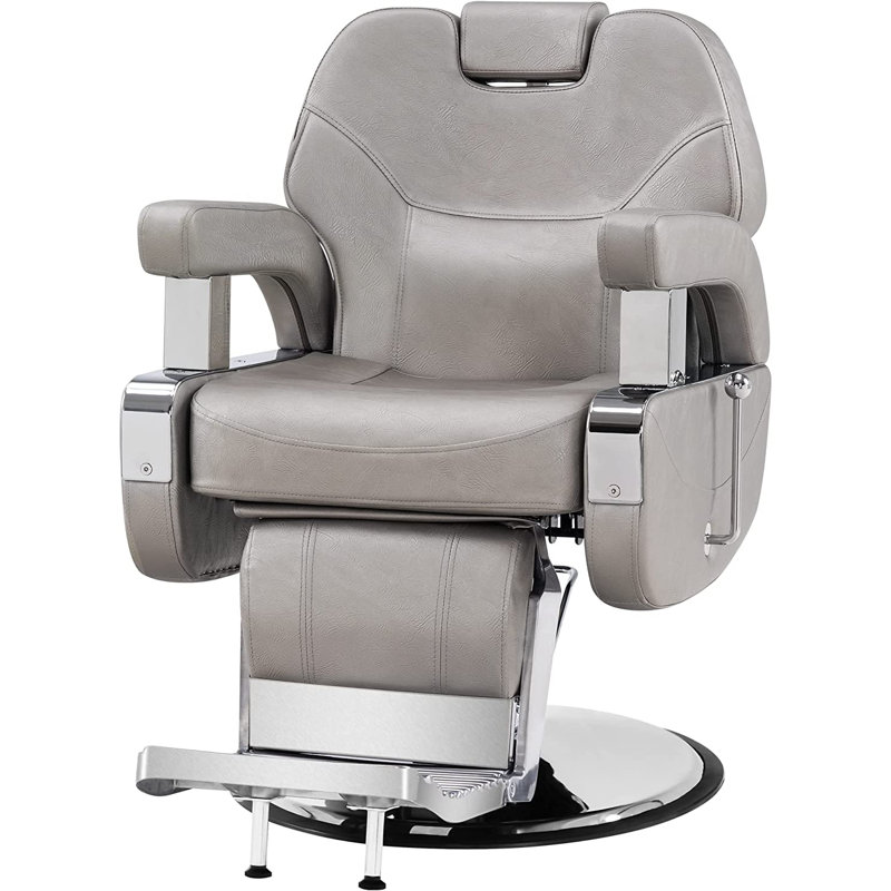Fauteuil inclinable hydraulique, fauteuil de coiffeur en similicuir, Cuir synthétique gris