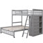 Lit superposé en bois gris avec six tiroirs, des architectures de tablettes modifiables et des tiroirs simples-654590511