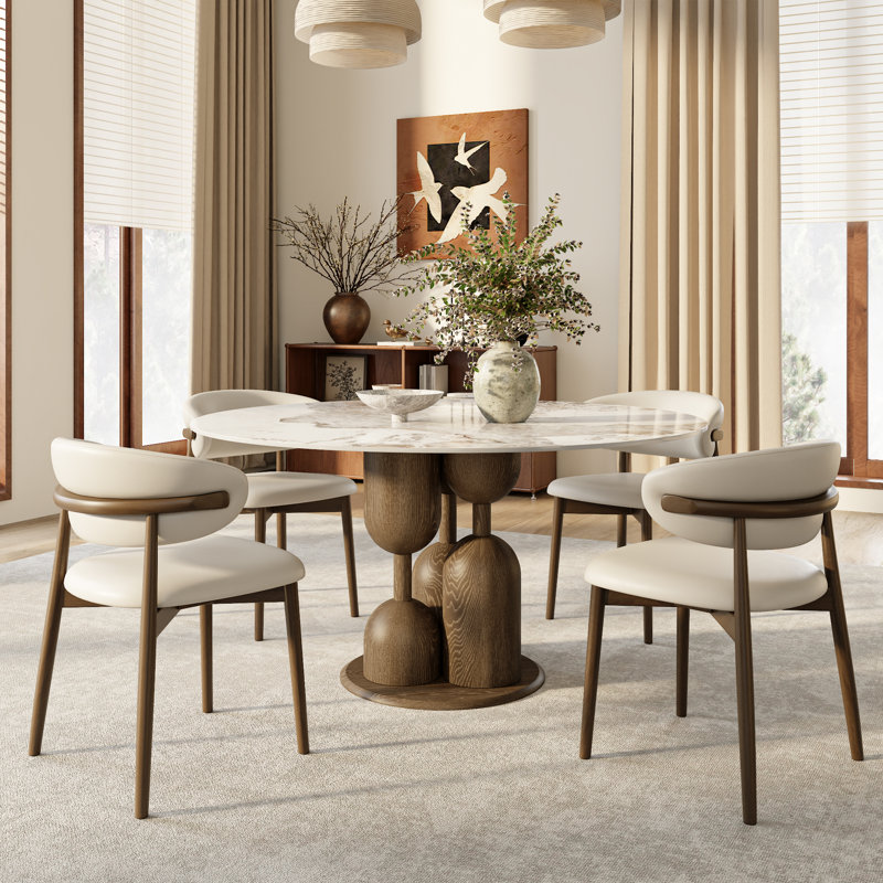 Ensemble de table de salle à manger, de table et de chaises pour 4 personnes Amberly, Ambre, 5 pièces: table, 4 chaises