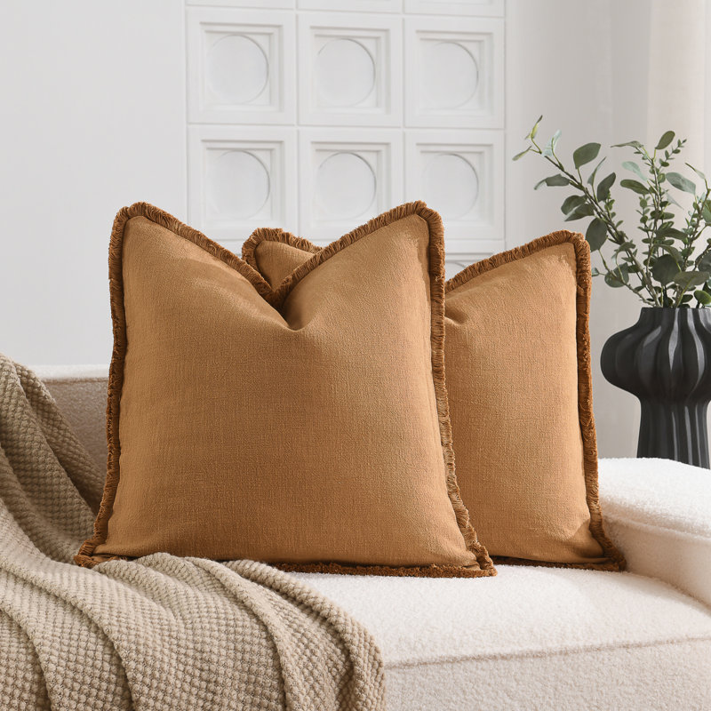 Housse de coussin Coho, Jaune terre, Carré 16 po