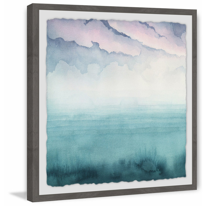 « crépuscule on the bay i », reproduction de peinture à l’aquarelle encadrée, H 18 po x l 18 po x P 1,5 po