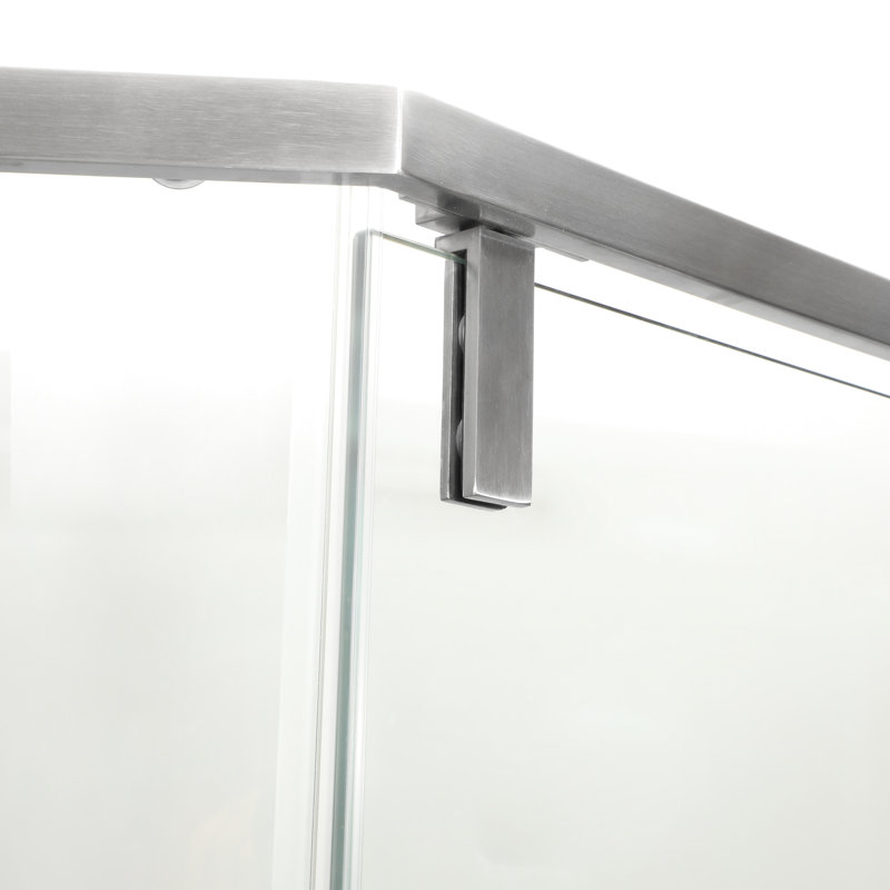 Cabine de douche semi-anglaise, 34-1 / 8 "X 72", Nickel brossé - Porte décorative de salle de bain fonctionnelle, addition
