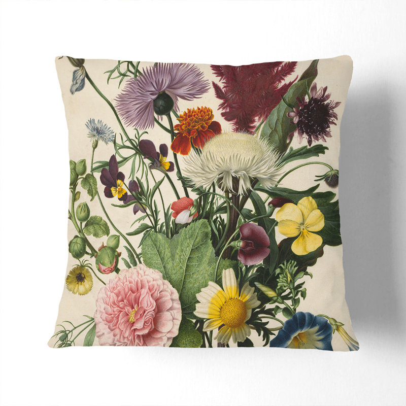 Flowers Square Throw Cushion, 40cm H x 40cm W x 15cm D