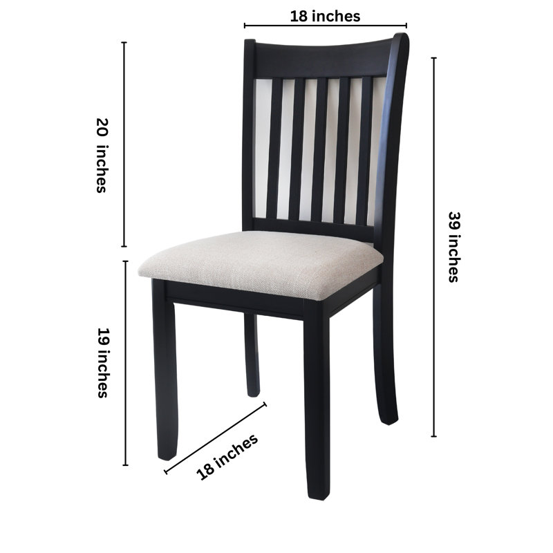 Kendall Rubberwood Dining Chairs with Cushioned Seats, Beige, Black