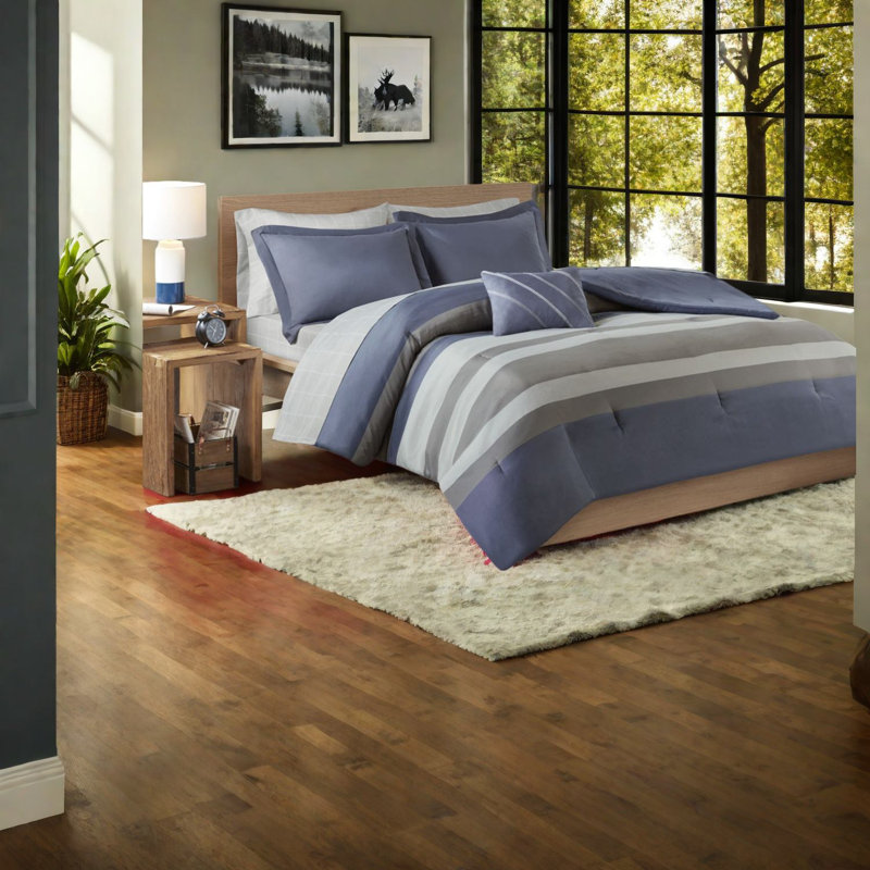 Modern Twin Xl Bedding Sets, Polyester Stripe Design For Home Comfort