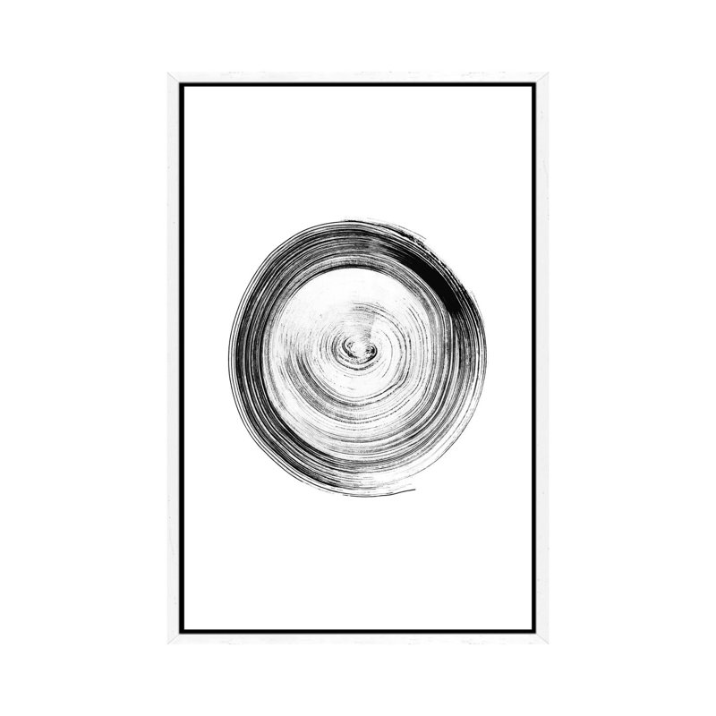 Ink Circle by Nouveau Prints - Print on Canvas, 66.04cm H x 45.72cm W x 3.81cm D, White Framed