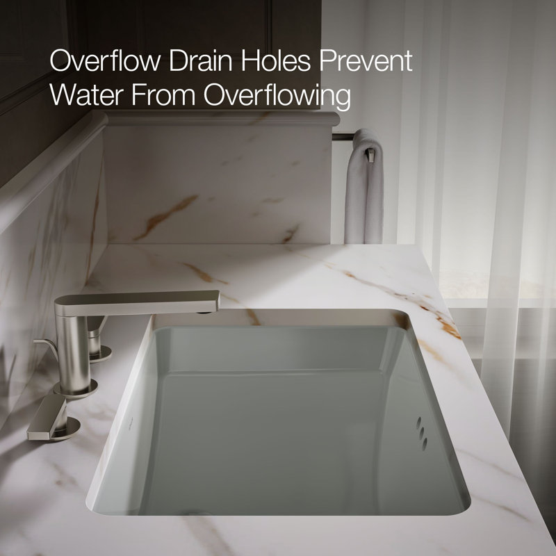 Ladena® Vitreous China Rectangular Undermount Bathroom Sink with Overflow, Ice Gray