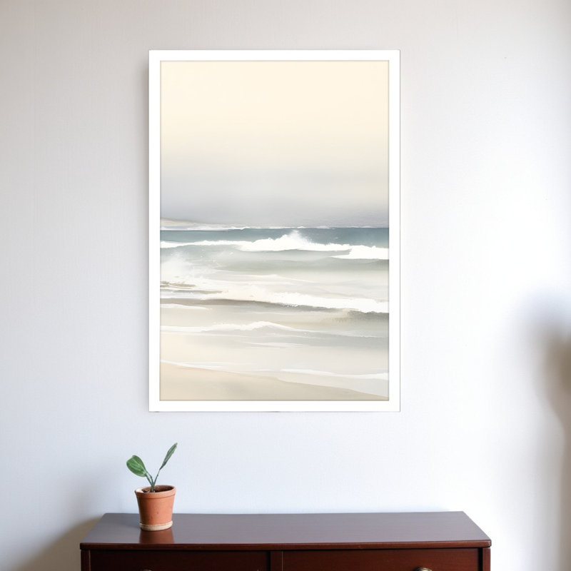 «Ocean Breeze», art mural blanc encadré