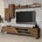 Modern Walnut TV Unit with Wall Shelf & Cabinet, 70.9 x 15.7 x 14.6 inches | 100% Melamine Coated Particle Board, 0.7 inches Thick | Features Plastic Legs & Numerous Shelves | Wall-Mountable Design for Stylish Living Rooms-302907827