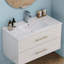 Lavabo de salle de bain en céramique blanche de 91 cm (36 po), compatible avec un meuble-lavabo de 91 cm (36 po), trou de robinet prépercé, design minimaliste moderne, durable et facile à nettoyer