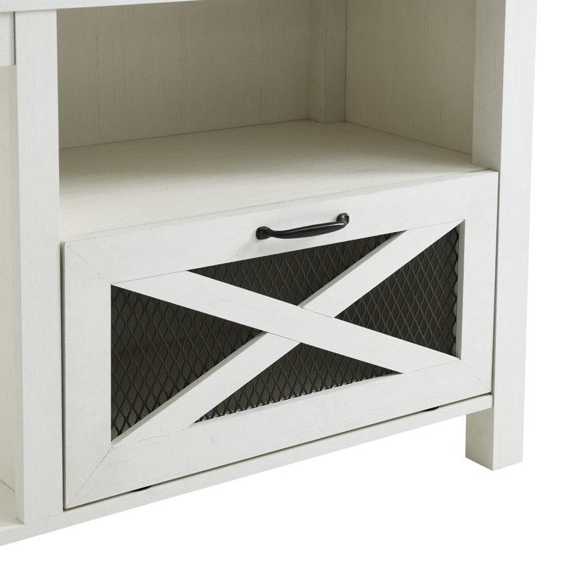 Tansey 70" Media Console with Electric Fireplace, Brushed White