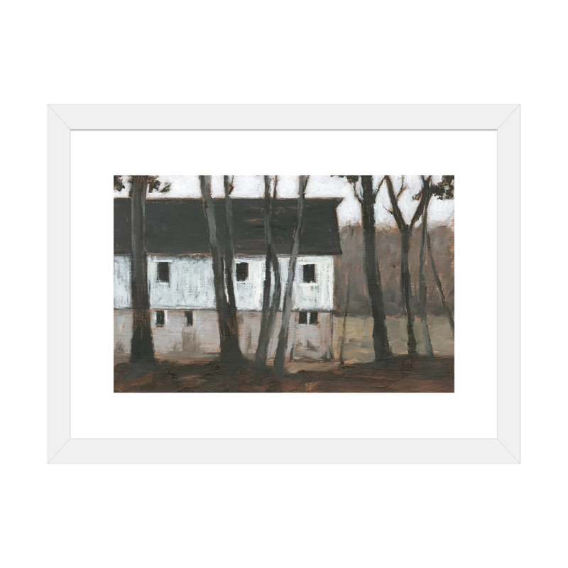 «Autumn Barns I» par Ethan Harper - reproduction d'art, H 24 po x l 32 po x P 1 po, Papier encadré blanc, Blanc