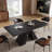 63"-95" Extendable Black Matte Sintered Stone Dining Table for 4-10 People with Black Steel Legs