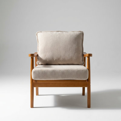 Modern Accent Armchair with Solid Wood Frame and Soft Fabric Upholstery