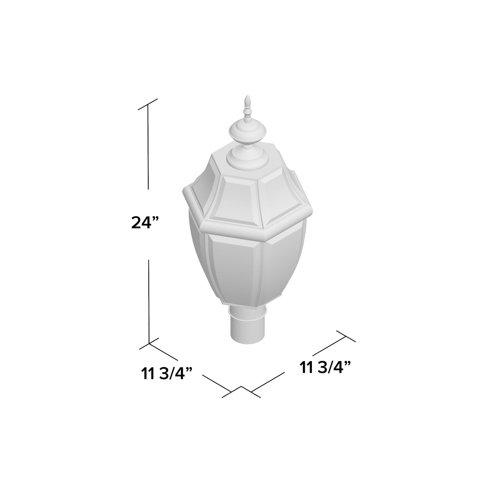 Beveled Metal Outdoor Lantern Head, Antique Bronze, No