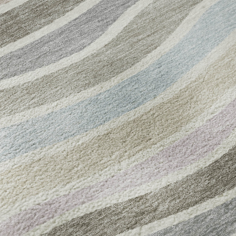 Premium Machine Washable Mayfield AMF2333 Stripes Rug, Tan, 10' x 14'