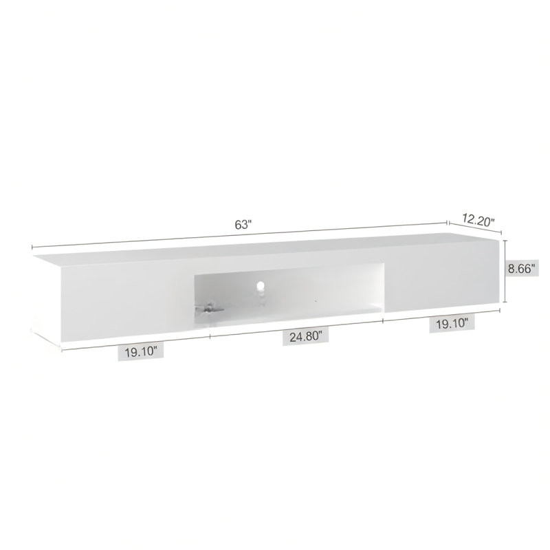 Meuble télé mural flottant avec éclairage à DEL 16 couleurs, meuble télé moderne de 63 po pour téléviseur 55, 60 et 65 po, finition blanche