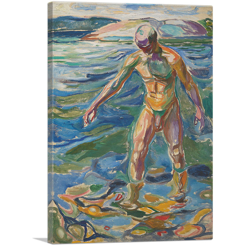 «Bathing Man» par Edvard Munch, reproduction d'art sur toile tendue, H 26 po x l 18 po x P 1,5 po