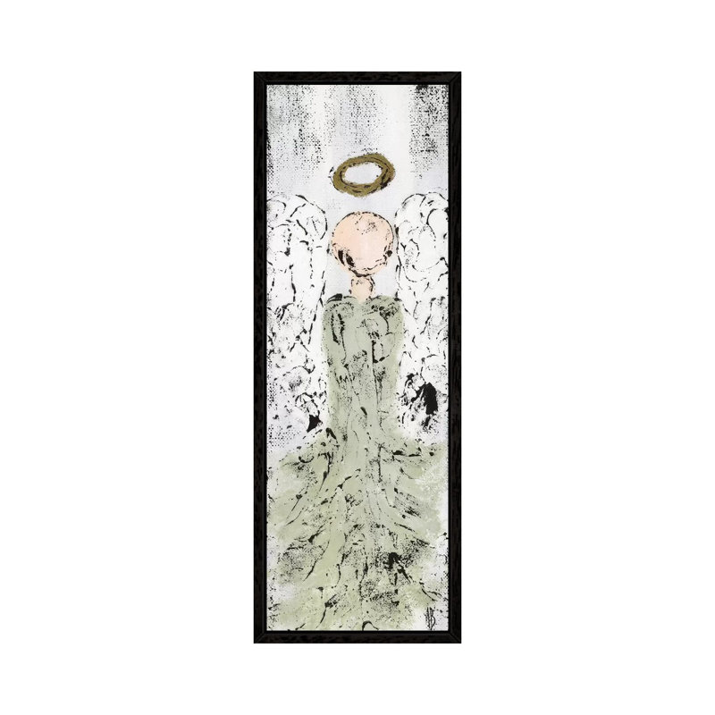 Textured Farmhouse Angel by Ashley Bradley - Panoramic Print on Canvas, Black Framed, 121.92 cm H x 40.64 cm W