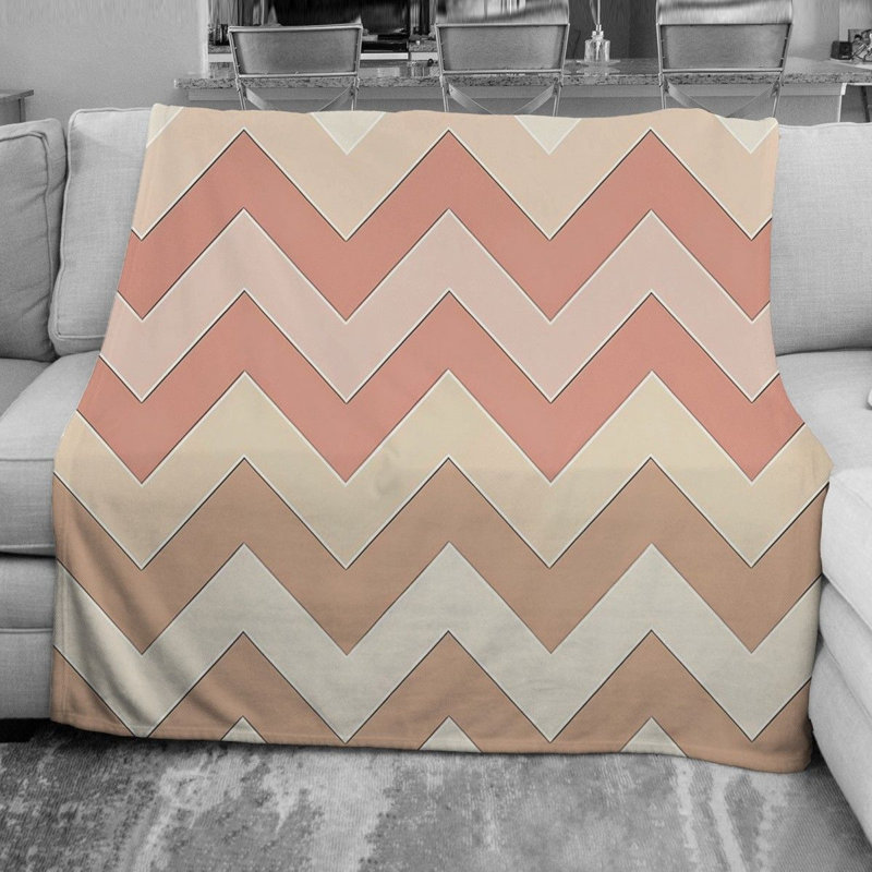 Couverture en molleton à chevrons, L 51 po x L 60 po, Bleu marine / blanc