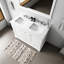48 po L x P 22 po, meuble-lavabo double blanc avec tiroirs et armoires à fermeture en douceur pour une utilisation silencieuse, deux espaces de rangement intérieurs, six tiroirs, une tablette ouverte, entièrement en bois massif E0 contreplaqué