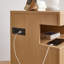 Table de chevet moderne avec tiroir pour armes à feu, table de chevet avec station de charge, 2 tiroirs et tablette ouverte, table d'appoint pour la chambre à coucher (chêne)