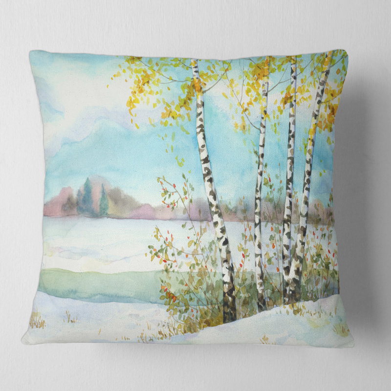 Housse et insert de coussin Birches in Snowy Field, 16" x 16"