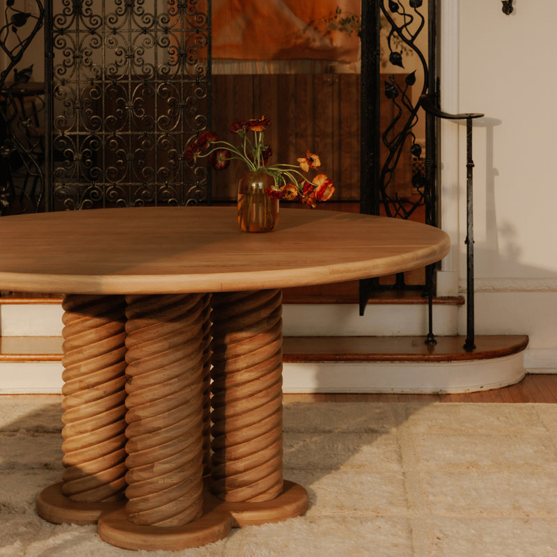 Treccia Round Solid Oak Dining Table