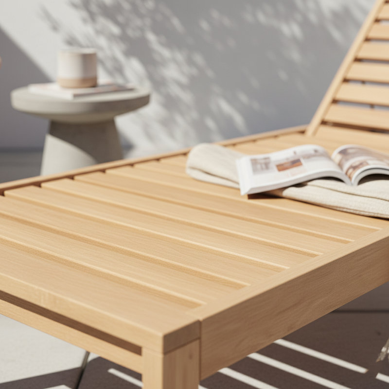 Outdoor Patio FSC Wood Recliner Lounger