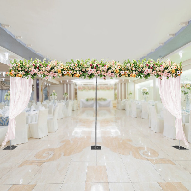 Ensemble de support pour fond de mariage 9,8 x 19,7 pi avec base en acier, Argent