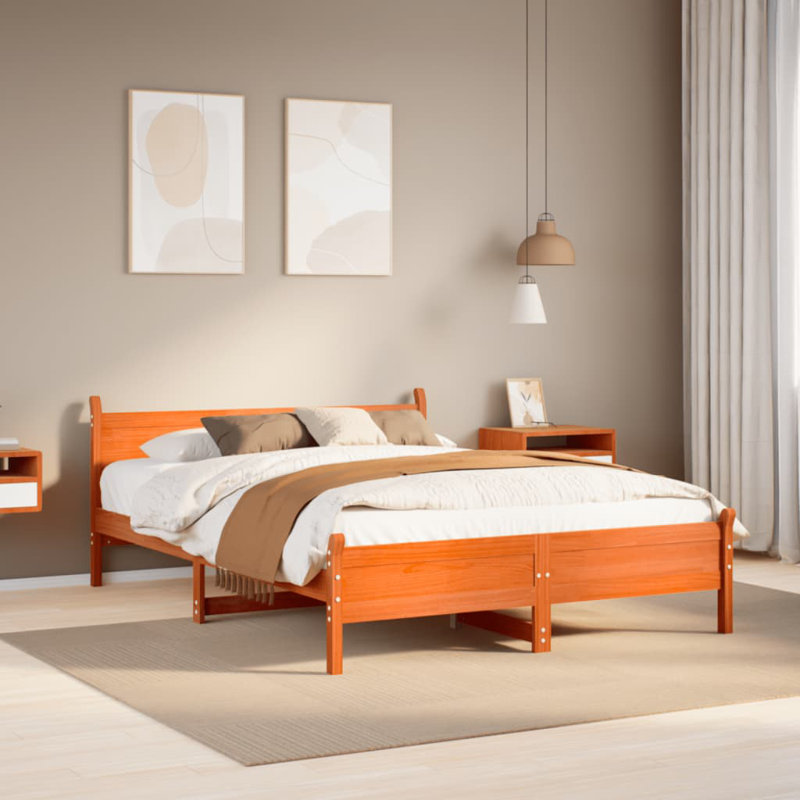 Andel Solid Wood Bed, Wax Brown, No, 199 x 140 cm