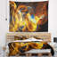 Tapisserie orange abstraite à texture fractale fumée-28504232