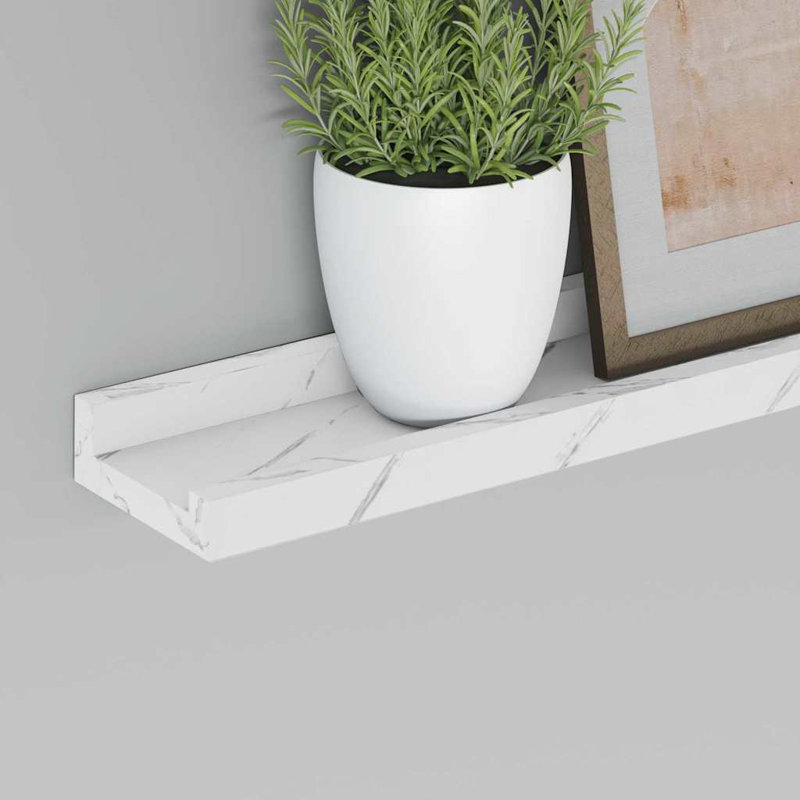 Floating Shelf, White Marble, 3cm H x 60cm W x 9cm D