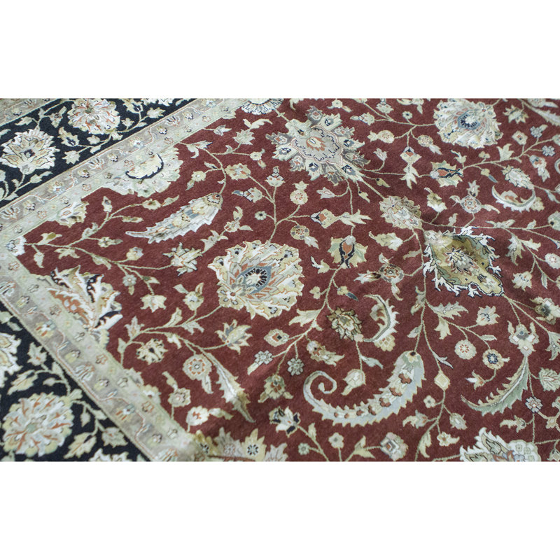 Tapis rouge et noir noué à la main de haute qualité, Rectangle 7'10" x 9'8"