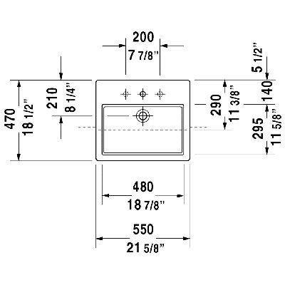 Vero Ceramic Rectangular Drop-In Bathroom Sink with Overflow