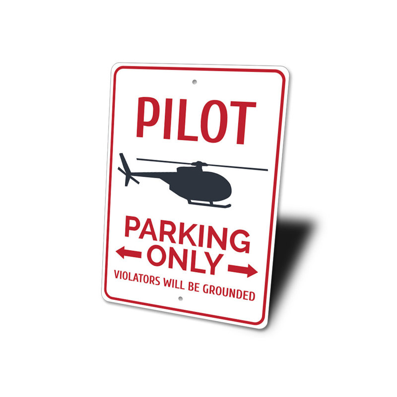 Enseigne de stationnement pour pilote, H 14 po x l 10 po x P 0,04 po