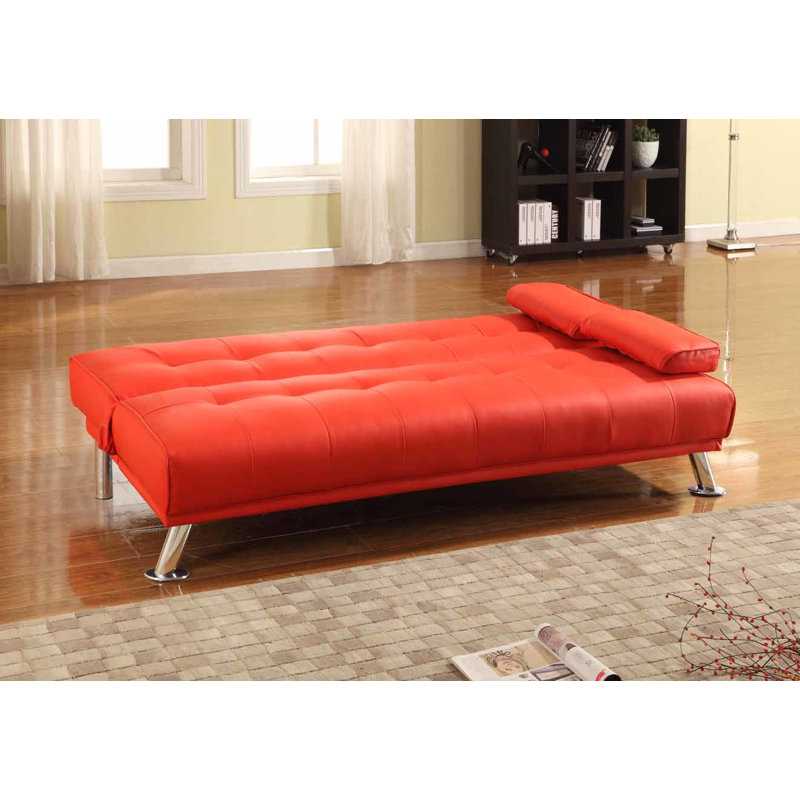 Dancer 3 Seater Faux Leather Sofa Bed, Red