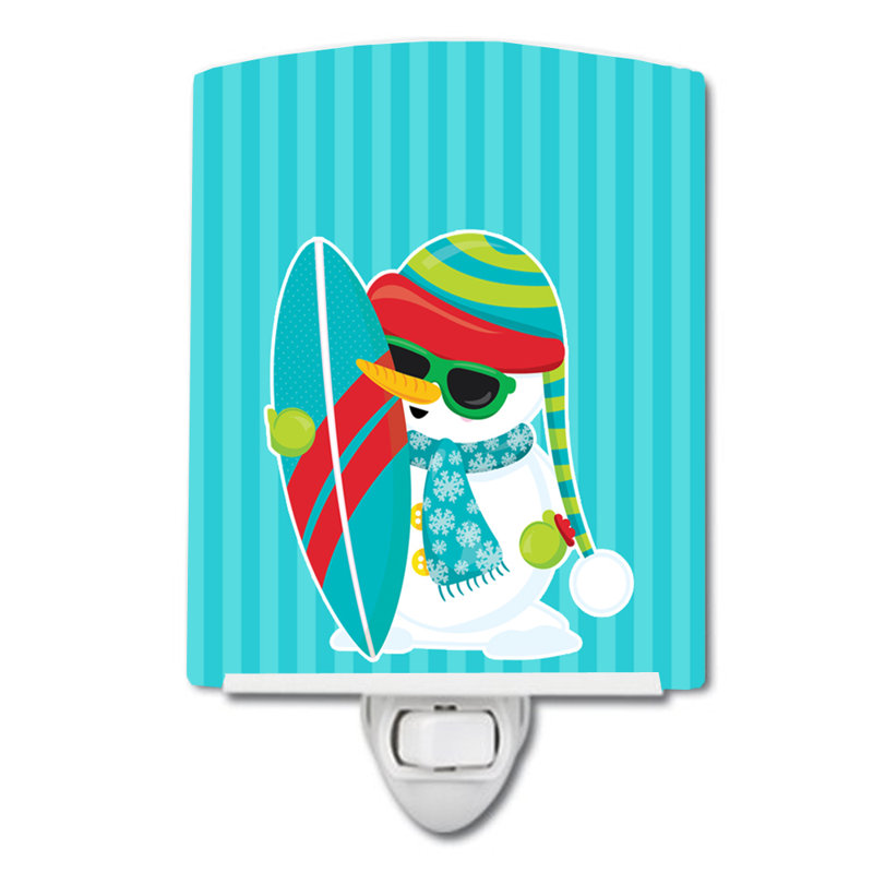 Beach Snowman Surfer Ceramic Night Light