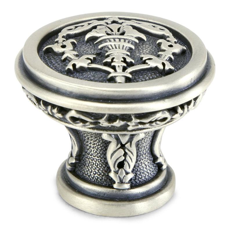 GIVERNY KNOB IN SATIN PLATE, Silver
