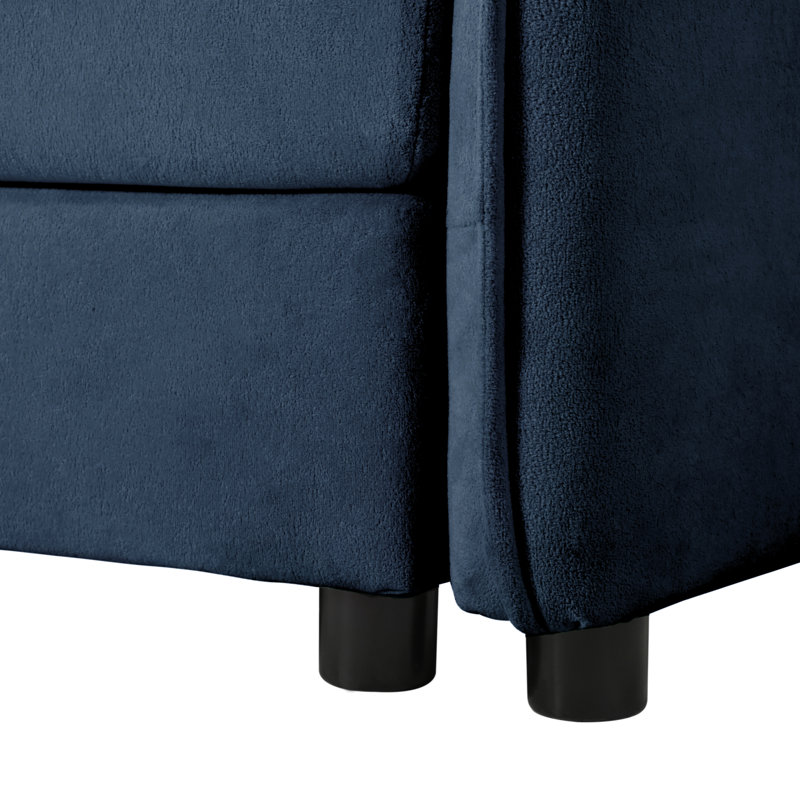 2 petits nuages pour la chambre à coucher - mousse et accoudoirs carrés, assise confortable en chenille bleue, Bleu