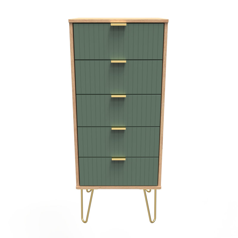 Beranda 45cm W Manufactured Wood Bedside Table, Labrador Green/Nebraska Oak