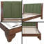 Structure de lit grand style Mid-Century avec tête de lit tapissier - Finition noyer et vert | Assemblage facile | Support robuste-678674159-678674157
